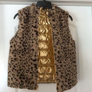 Reversible Puffer Vest - animal print / gold